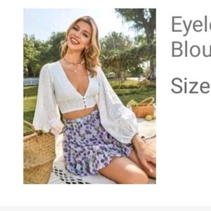 Cropped Bishop Sleeve Blouse